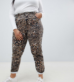 Джинсы в винтажном стиле с абстрактным леопардовым принтом ASOS DESIGN Curve Ritson - Мульти