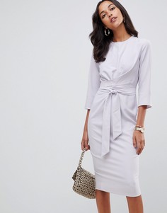 Платье миди с запахом и завязкой ASOS DESIGN - Серый