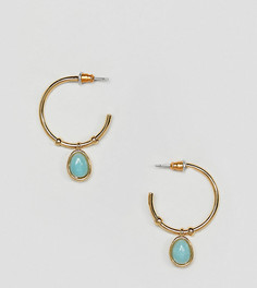 Позолоченные премиум-серьги в форме колец с полудрагоценным камнем ASOS DESIGN - Золотой