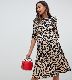 ASOS DESIGN Maternity Nursing midi dress in leopard print - Мульти