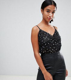 Боди с пайетками ASOS DESIGN Petite - Черный