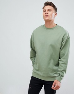 ASOS DESIGN oversized sweatshirt in khaki - Зеленый