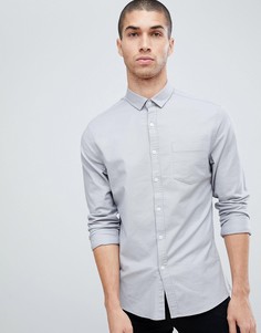 Серая узкая оксфордская рубашка ASOS DESIGN - Серебряный