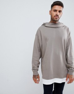 Oversize-худи бежевого цвета со свободным вырезом ASOS DESIGN - Бежевый