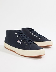 Темно-синие парусиновые кеды средней высоты Superga 2754 - Темно-синий