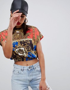 Футболка с эластичным краем и платочным звериным принтом ASOS DESIGN - Мульти