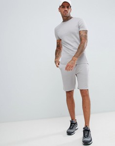 Светло-серый спортивный костюм скинни с шортами ASOS - Серый
