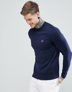 Fred Perry crew neck cotton jumper in navy - Темно-синий
