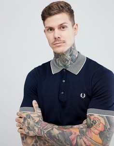 Поло темно-синего цвета с контрастной полосатой отделкой Fred Perry Riviera - Темно-синий