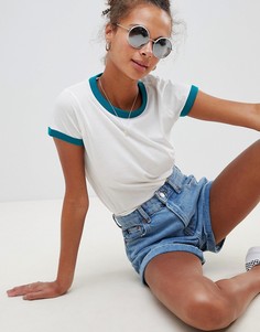 Футболка с контрастной отделкой на вороте и рукавах Brave Soul - Кремовый