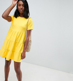 Свободное хлопковое платье со вставками ASOS DESIGN Tall - Желтый