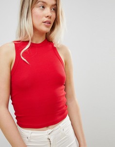Красный кроп-топ в рубчик Pull&Bear - Красный