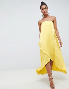 Фисташковое атласное платье-бандо макси ASOS DESIGN - Зеленый