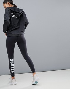 Черные спортивные леггинсы с логотипом Reebok - Черный