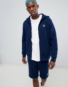 Худи темно-синего цвета на молнии с логотипом-трилистником adidas Originals DN6013 - Темно-синий