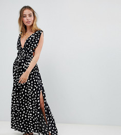 Пляжное платье макси в греческом стиле с принтом в горошек ASOS DESIGN petite - Мульти
