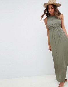 Черное платье макси на пуговицах ASOS DESIGN - Зеленый
