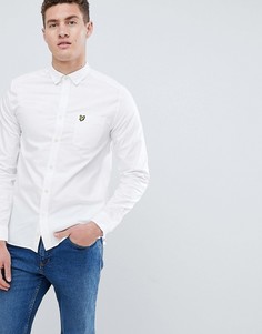 Lyle & Scott logo long sleeve oxford shirt in white - Белый