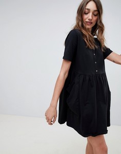 Свободное платье мини на пуговицах с карманами ASOS DESIGN - Черный