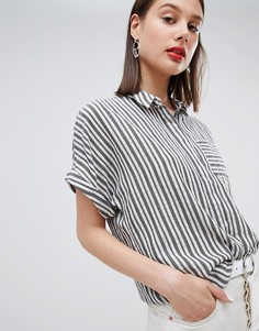 Oversize-блузка в полоску с короткими рукавами Esprit - Черный