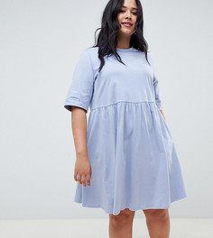 Свободное хлопковое платье мини ASOS CURVE Ultimate - Синий