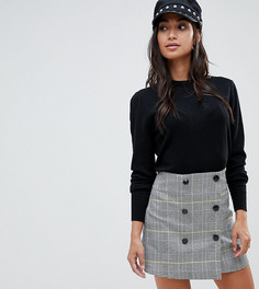 Желто-синяя двубортная мини-юбка в клетку ASOS DESIGN Petite - Мульти