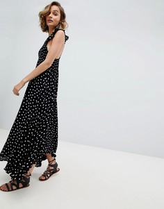 Платье миди из ткани шамбре с бабочками Free People - Черный
