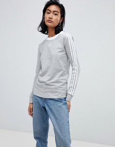 Серый лонгслив с тремя полосками adidas Originals - Серый