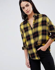Рубашка бойфренда в черно-желтую клетку ASOS DESIGN - Мульти