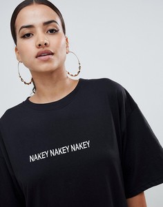 Платье-футболка с надписью Missguided - Черный