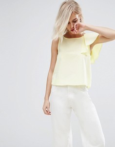 Кроп-топ на одно плечо с оборкой Pull&Bear - Желтый