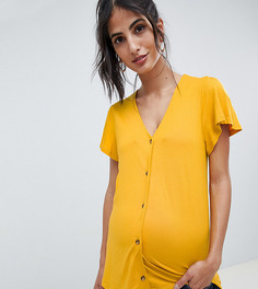 Футболка на пуговицах New Look Maternity - Желтый