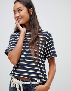 Свободная темно-синяя футболка в полоску Pull&Bear - Темно-синий