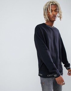 ASOS DESIGN oversized sweatshirt with slogan ribs - Черный