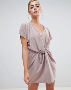 Платье телесного цвета с узлом Missguided - Бежевый