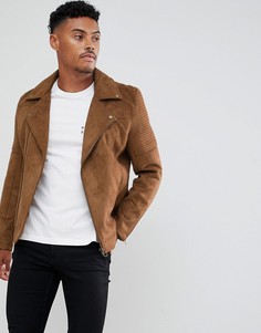 Светло-коричневая байкерская куртка из искусственной замши ASOS DESIGN - Рыжий