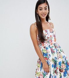 Платье мини для выпускного с принтом садовых цветов ASOS DESIGN Petite - Мульти
