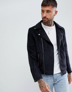 Черная байкерская куртка из искусственной замши ASOS DESIGN - Черный