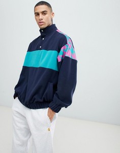 Oversize-свитшот из флиса со вставками с принтом ASOS DESIGN - Темно-синий