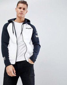 Худи белого на молнии с логотипом и контрастными рукавами и капюшоном Hollister street sport - Белый