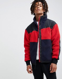 Billionaire Boys Club panelled sherpa fleece jacket in red - Красный