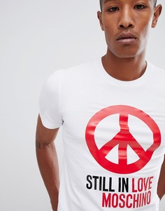 Белая футболка с принтом Love Moschino - Белый