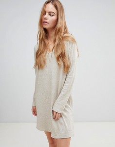 Свободное трикотажное платье бежевого цвета Boohoo - Бежевый