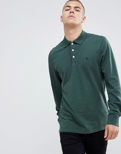 Abercrombie & Fitch icon logo long sleeve stretch pique polo in green - Зеленый