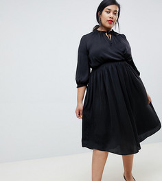Черное платье с запахом и завязкой River Island Plus - Черный