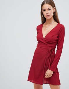 Платье с запахом и поясом Boohoo - Мульти