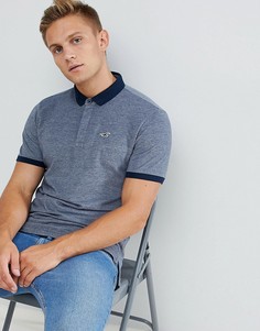 Hollister modern tonal collar icon logo pique polo in navy marl - Темно-синий