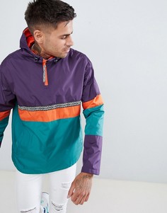 Ветровка колор блок с ацтекским принтом на ленте ASOS DESIGN - Фиолетовый