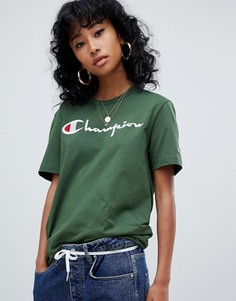 Oversize-футболка с логотипом Champion - Зеленый