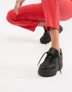 Steve Madden Girla black leather chunky trainer - Черный